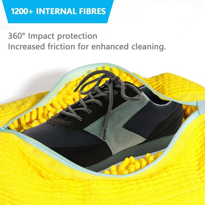 Durable Shoe Washing Machine Bag for All Shoe Types-Yellow with Blue Zipper,Ideal for Sneakers and Casual Shoes,Laundry Wash Bag Beauty World Shop
