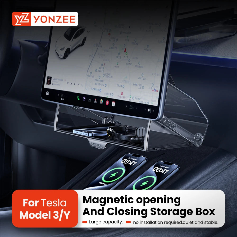 YZ For Tesla Model 3 Y Juniper 2021-2026 Organizer Accessories central control screen storage box tissue box storage accessorie Beauty World Shop