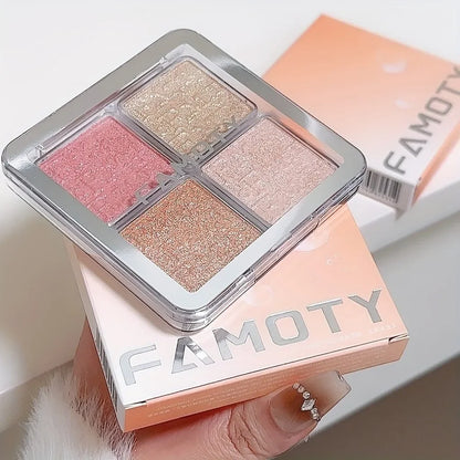 4 Color Face Highlighter Palette Illuminator Palette Natural Glow Waterproof Glitter Shimmer Baked Powder Highlighter Makeup Beauty World Shop