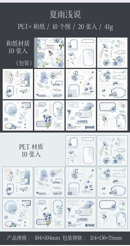 Yoofun 20pcs/lot PET + Washi Paper Aesthetic Flower Stickers Gift Card Journal Scrapbooking Diary Decoration Stationery Labels Beauty World Shop