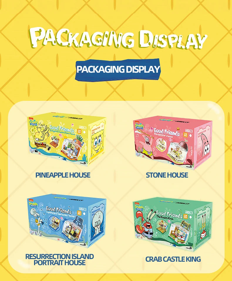 Spongebob Building Blocks Patrick Star Krusty Krab Squidward Tentacles Room Model Bricks Set Desktop Ornaments Kids Toys Gifts Beauty World Shop