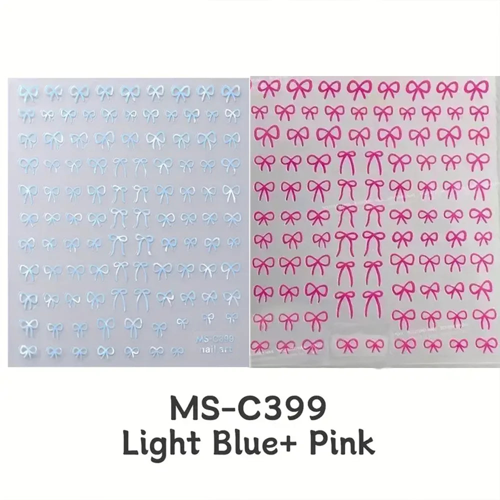 1/2pcs Black White Pink Mini Bowknot Design Nail Art Sticker Self Adhesive Lace Ribbons Bow Butterfly Decals Nail Art Decoration Beauty World Shop