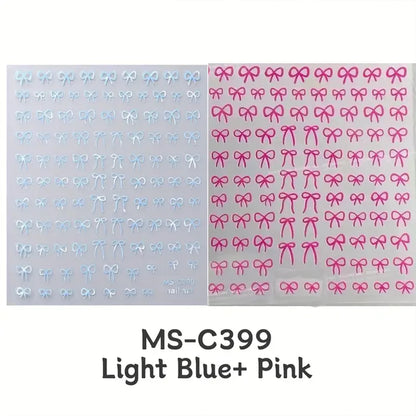 1/2pcs Black White Pink Mini Bowknot Design Nail Art Sticker Self Adhesive Lace Ribbons Bow Butterfly Decals Nail Art Decoration Beauty World Shop