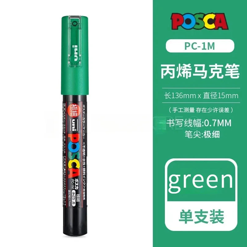 Uni Posca Full Marker PC-1M 3M 5M Multi-Colours Acrylic Permanente Rotulador Poster Graffiti Painting Pen For Fabric Rock Metal Beauty World Shop