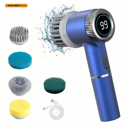 Electric Spin Scrubber With 5 Replaceable Brush Head, Three-speed Adjustable Handheld Rechargeable Shower Scrubber Beauty World Shop