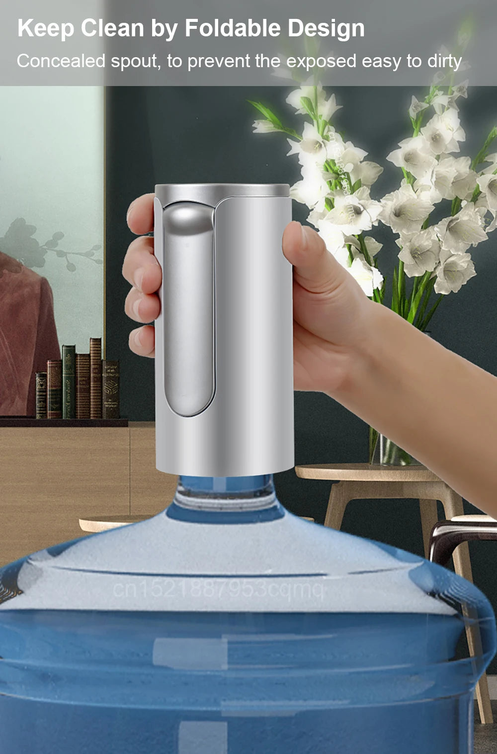 Electric Water Gallon Bottle Pump Automatic Water Dispenser Pump 19 Liters Foldable Desktop Water Bottle Pump H3 Rechargeable Beauty World Shop