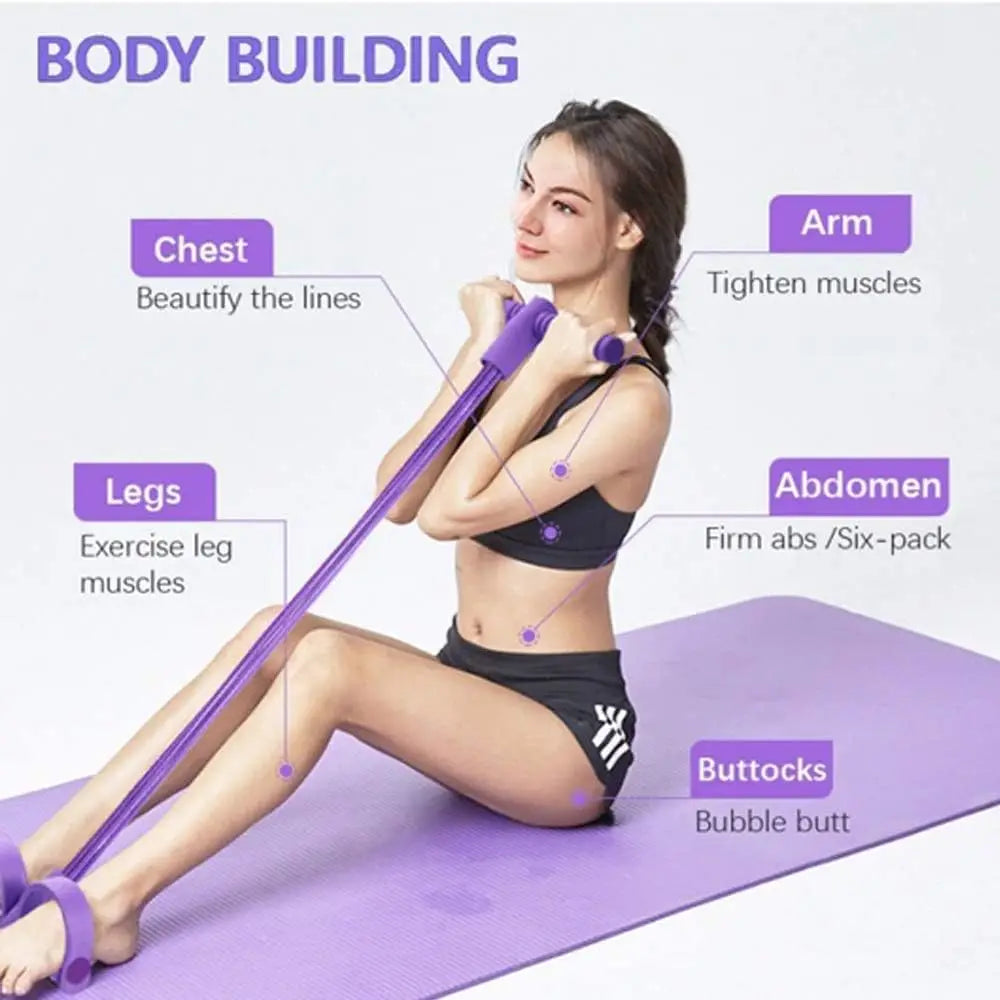 Resistance Band Set 4 Tubes Elastic Pull Rope Pedal Sit-up Resistance Band Expander Tension Rope for Fitness Slimming Training Beauty World Shop