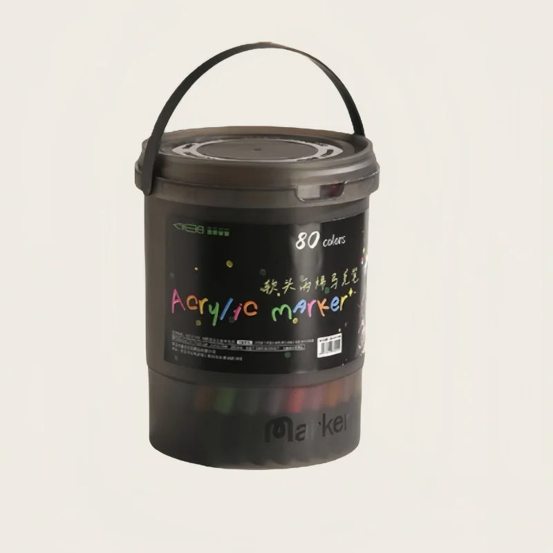 24/36/48/60/80/120 Bucket-cap Soft-Head Acrylic Marker Pen - Specially Designed for Students in Art Class, with Strong Coverage. Beauty World Shop