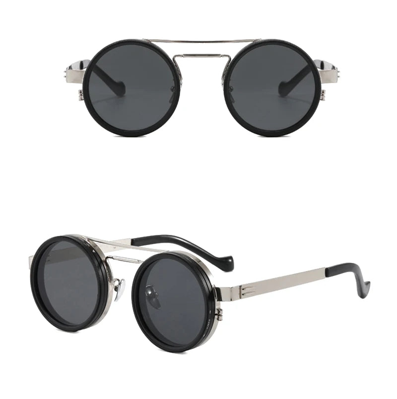 SHAUNA Retro Metal Round Punk ND9-level Adjustable Dimming Sunglasses Women Polarized UV400 Fashion Men Outdoor Sun Glasses Beauty World Shop