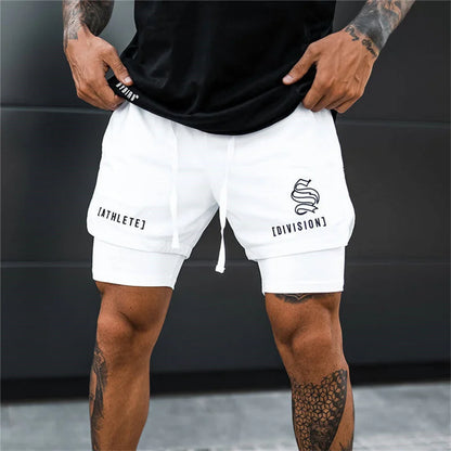 2025 NEW 2 IN 1 Sport Running Casual Breathable Shorts Men Double-deck Jogging Quick Dry GYM Shorts Fitness Workout Men Shorts