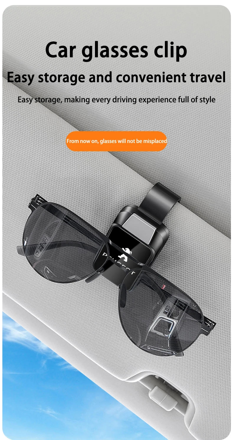 For Peugeot 208 3008 308 2008 207 107 508 Car Eyeglass Holder Glasses Storage Clip Sunglasses Holder with Sponge Protection Beauty World Shop