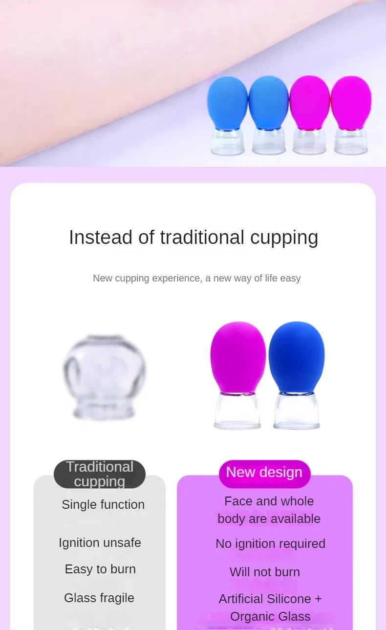 Silicone Cupping Massage Cup For Body Face Neck Eye Massager Vacuum Tank Body Facial Care, Anti-aging Beauty Tool Beauty World Shop