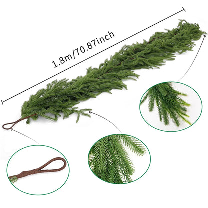 180cm Christmas Garlands Norfolk Pine Garland Artificial Plants Faux Greenery Vine for Home Table Xmas Party Festival Decoration Beauty World Shop