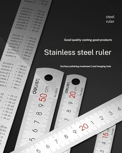 Deli Stainless Steel Ruler for Students And Woodworkers Straight Edge Measuring Tool for Drawing And Drafting 15/20/30/50cm Beauty World Shop