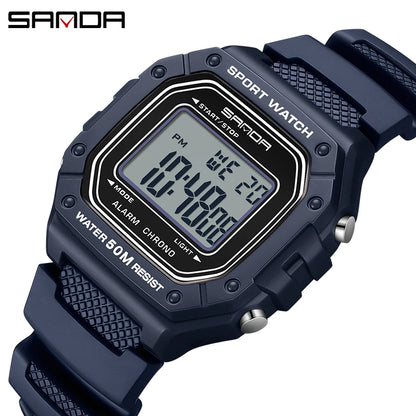 SANDA 2156 Fashion Mens Watch Military Water Resistant Sport Watches Army Big Dial Led Digital Wristwatches Stopwatches For Male Beauty World Shop