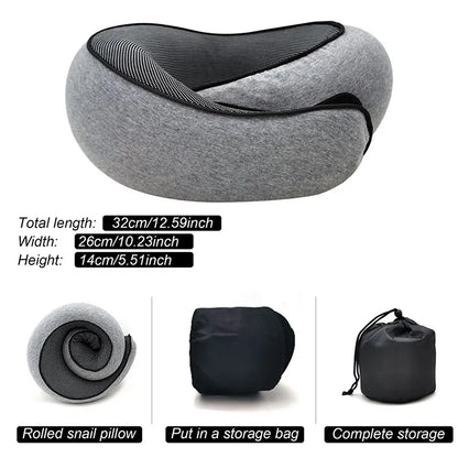 Travel Neck Pillow Memory Foam U-shaped Pillow Snail Style Travel Neck Support Portable Adjustable Soft Noon Break Sleep Pillows Beauty World Shop