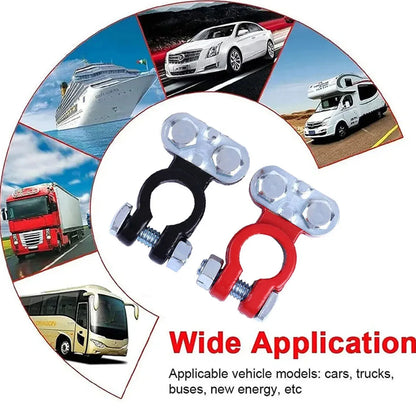 2Pcs Car Battery Terminal Connectors Quick Release Disconnect 12V 24V Positive Negative Battery Cable Ends for SAE/JIS Type Car Beauty World Shop