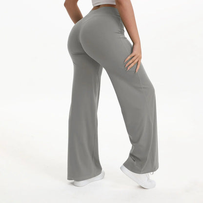 NCLAGEN SoftMotion Straight Leg Bottoms Women's Mid-Waist Yoga Pants GYM Leggings Naked Feel Pilates Running Sports Trousers Beauty World Shop