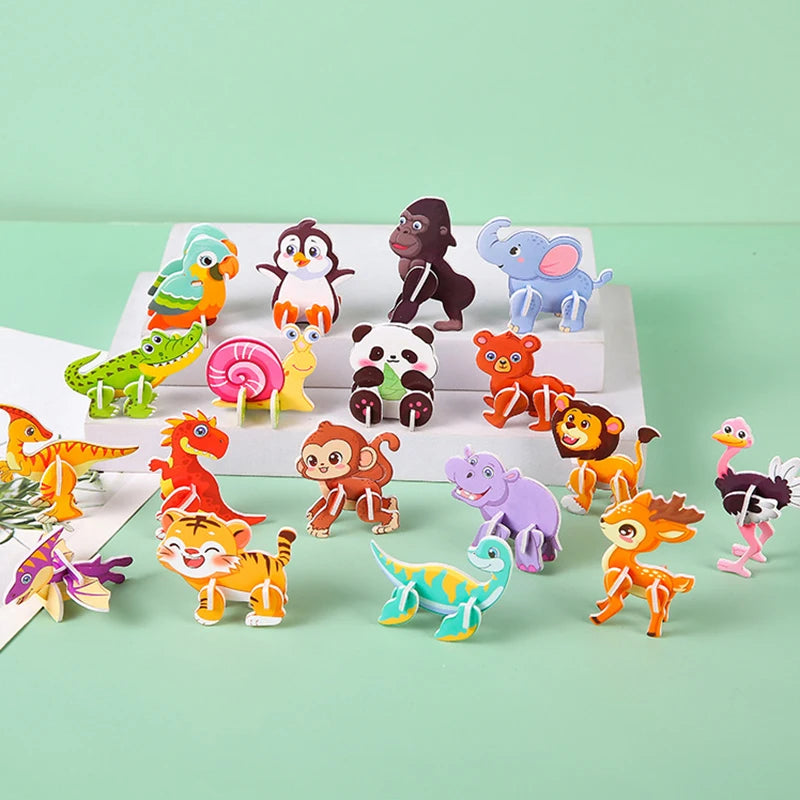 30pcs 3D Jurassic Dinosaur Cute Animals Enlightenment Paper Puzzle Puzzle Puzzle Cartoon Learning Education Puzzle Christmas Toy Beauty World Shop