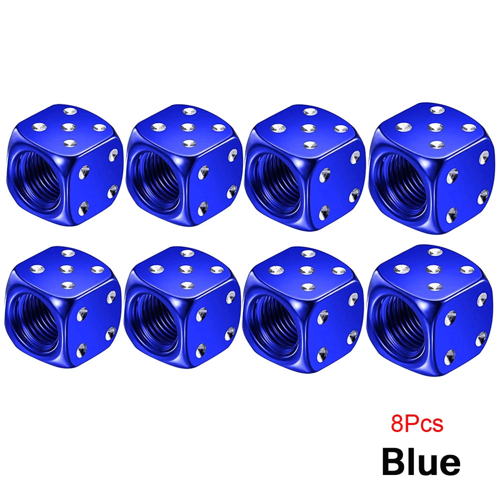 Aluminum Dice Tire Valve Caps Dustproof Car Truck Motocycle Bike Dice Wheel Stem Tyre Tire Wheel Stem Air Valve Dust Cap Cover Beauty World Shop