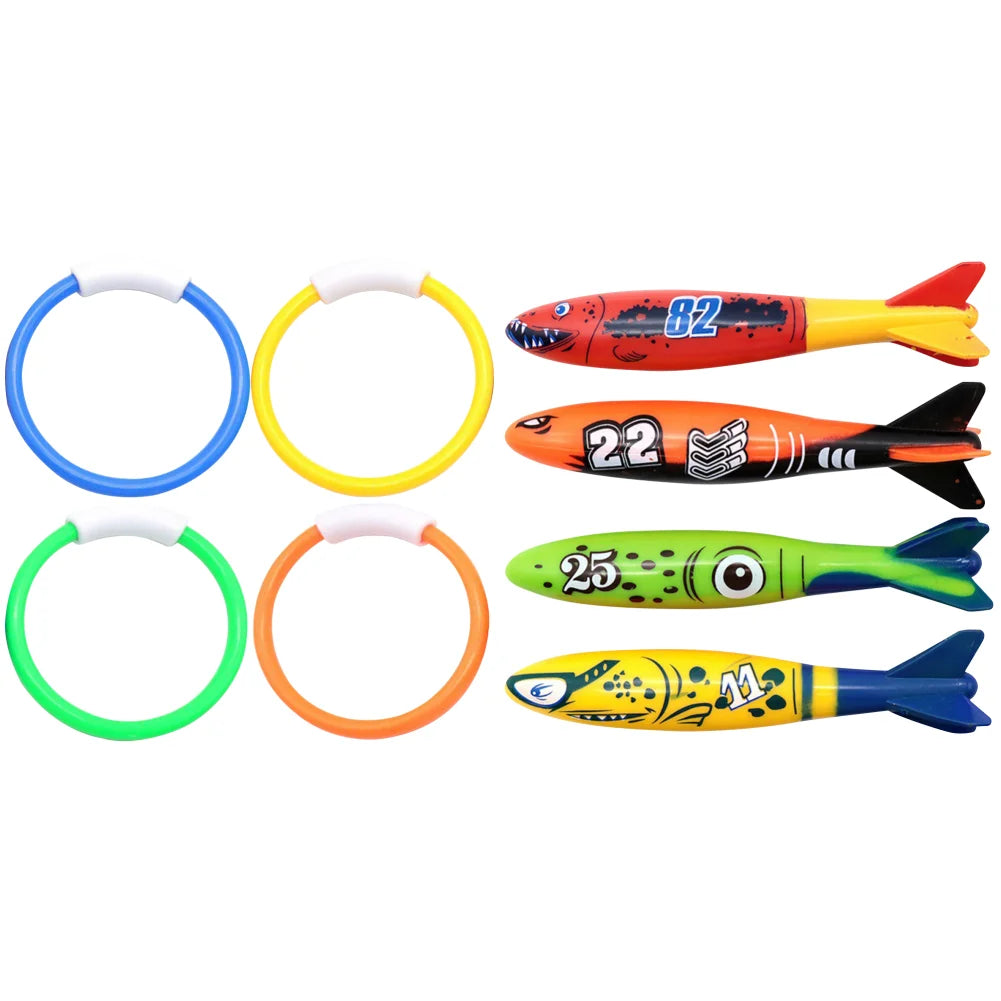 Kids Diving Game Toys Set Underwater Diving Toys Cartoon Pool Throwing Toys Water Sports Toy Set Swimming Pool Accessories Beauty World Shop