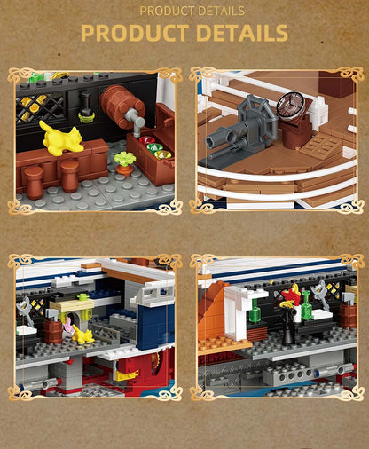 1424PCS Black Pirate Ship Building Blocks Skeleton Ghost Boat Model Assembly Bricks Toys Desktop Decoration Kids Holiday Gifts Beauty World Shop