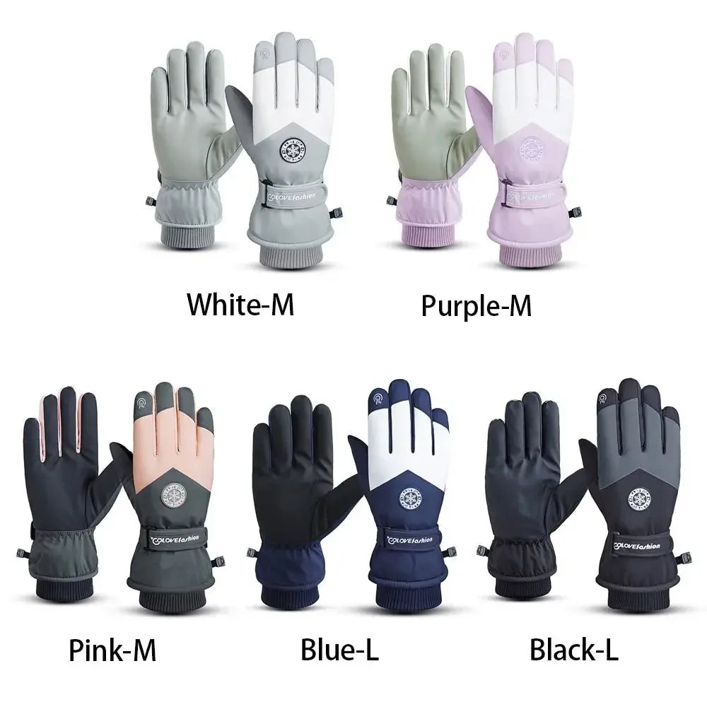 Winter Snowboard Ski Gloves PU Leather Non-slip Touch Screen Waterproof Motorcycle Cycling Fleece Warm Riding Gloves Beauty World Shop