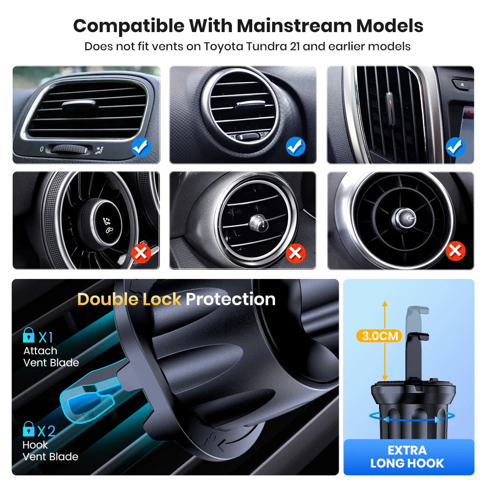 Car Phone Holder Mount,TOPK Upgrade Auto Locking Universal Phone Stand Holder with Hook Clip for Car Air Vent for iPhone Samsun Beauty World Shop
