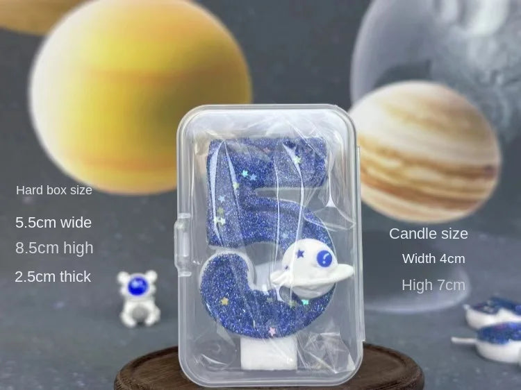 DIY Planet themed Spaceship 0-9 DIY digital candle Dark Blue Birthday candle Outer space themed party cake decoration Beauty World Shop
