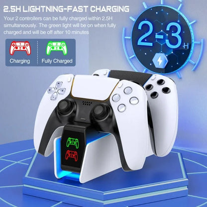 For PS5 Controller Charger DualSense Charging Station Dual Charging Dock Charger Stand for PlayStation5 Wireless Game Controller Beauty World Shop