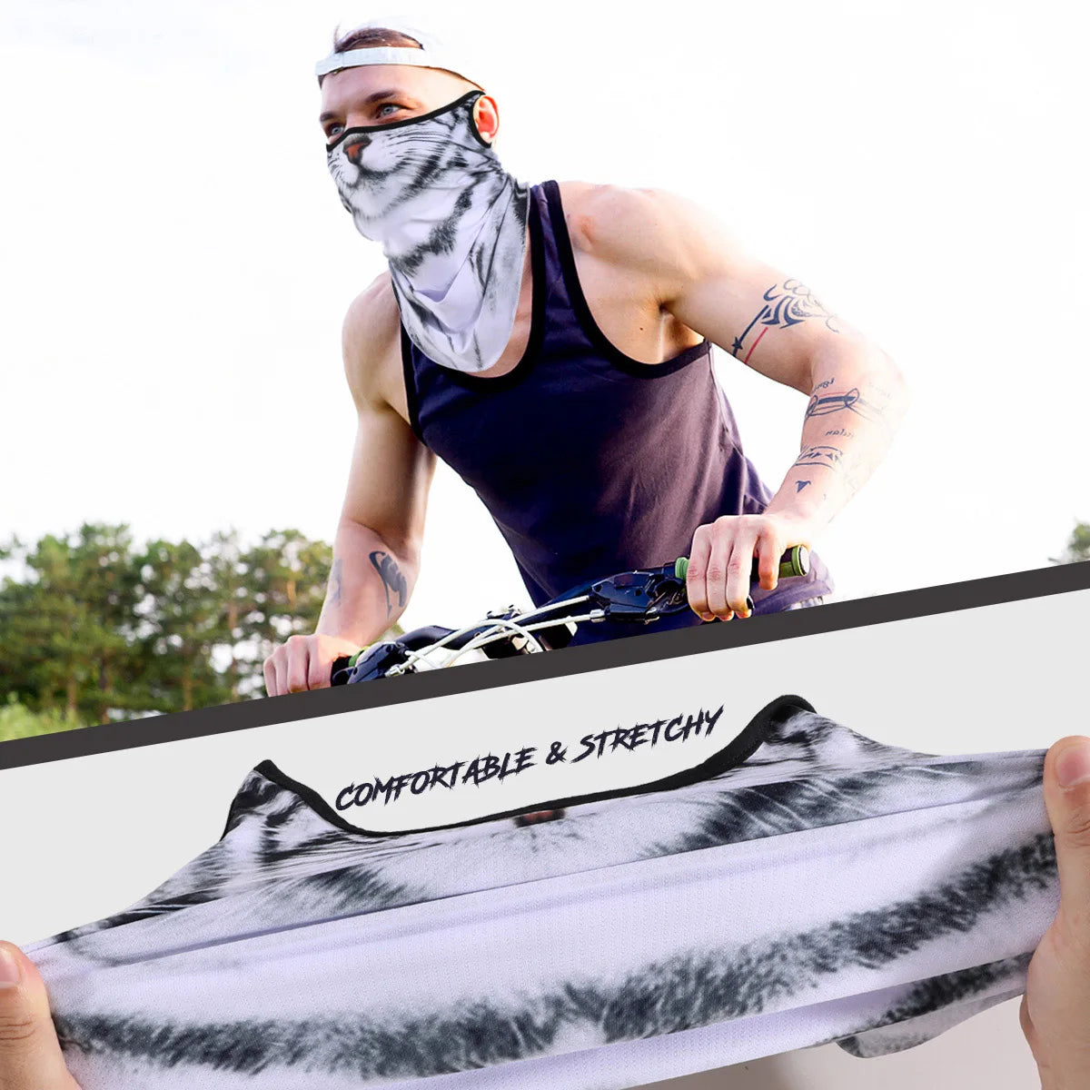 3D Animals Magic Scarf Bandana Breathable Neck Warmer Gaiter Hanging Ear Outdoor Sports Triangle Face Mask Neckerchief Summer Beauty World Shop