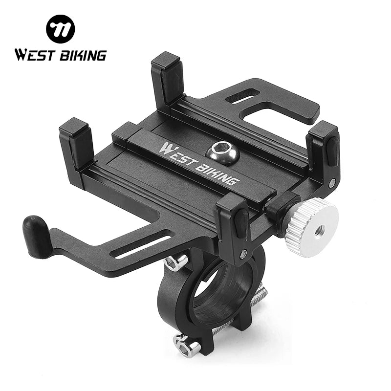 WEST BIKING Bicycle Mobile Phone Holder 360° Rotatable  Aluminum Alloy Phone Holder Five Claws Adjustable MTB Road Bike Bracket Beauty World Shop