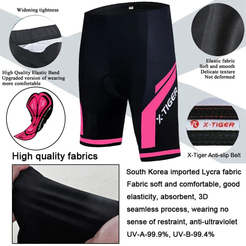X-TIGER Women Cycling Shorts 5D Gel Padded Shockproof MTB Mountian Bicycle Shorts Road Racing Bike Shorts Summer Outfit Clothing Beauty World Shop