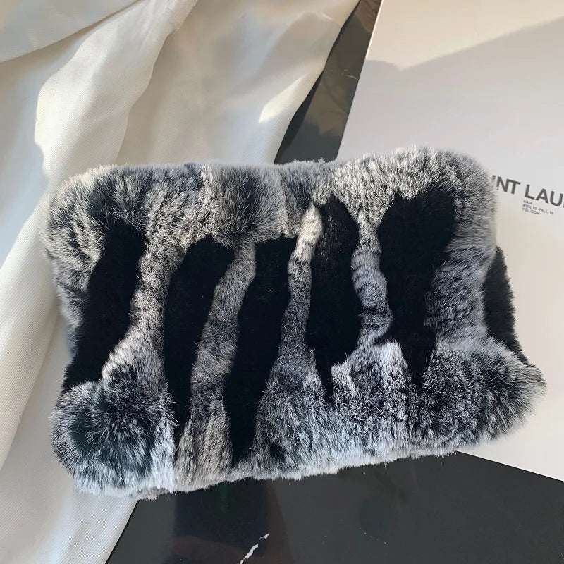 Women Handmade Stretch 100% Real Rabbit Fur Scarf Knit Genuine Rex Rabbit Fur Headbands Girls Natural Rabbit Fur Ring Scarves Beauty World Shop