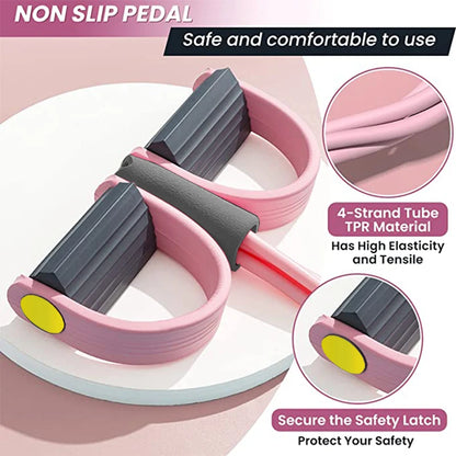 Resistance Bands 4-Tube Yoga Pedal Puller Resistance Band Elastic Pull Rope Fitness Equipment for Abdomen Waist Arm Training Beauty World Shop