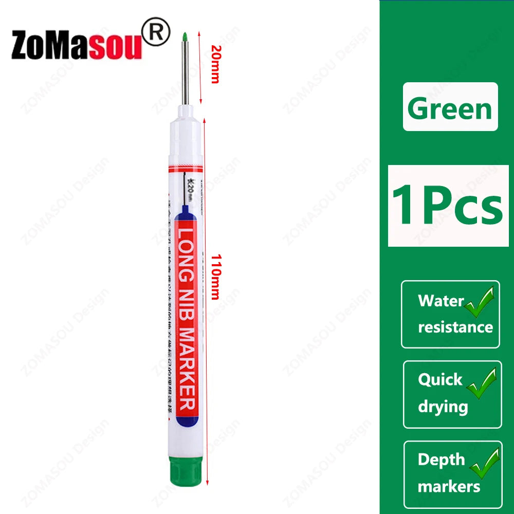 1-100Pcs 2cm Waterproof Long Head Markers Deep Hole Marker Pen for Metal Carpenter Red/Black/Blue/Green Ink Woodworking Tools Beauty World Shop