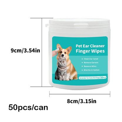 50 PCS Pet Cleaning Products  Ear Cleaning Wipes  Ear Care Fingertips  Ear Mite Removal  Cat and Dog Ear Cleaning Pet Products Beauty World Shop
