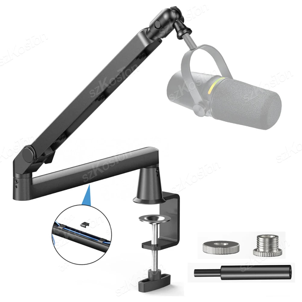 Professional Studio Low Profile Mic Arm with Extended Riser Cable Management Adjustable Microphone Stand for SM7B MV7 AM8 K688 Beauty World Shop