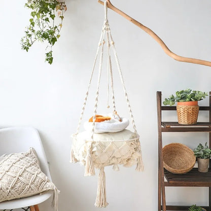 Winter Pet Hammock Cat Swing Hand Woven Cotton Rope Cats Hanging Basket  Kitten Hanging String Den Indoor Pend Nest Pet Supplies Beauty World Shop