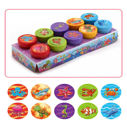 10pcs Assorted Stamps for Kids Self-ink Stamps Children Toy Stamps Smiley Face Seal Scrapbooking DIY Painting Photo Album Decor Beauty Fashion