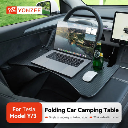 YZ For Tesla Model 3 Highlan Modle Y X S 2018-2026  Steering Wheel Laptop Tray Travel Desk Portable Office Table Car Accessories Beauty World Shop