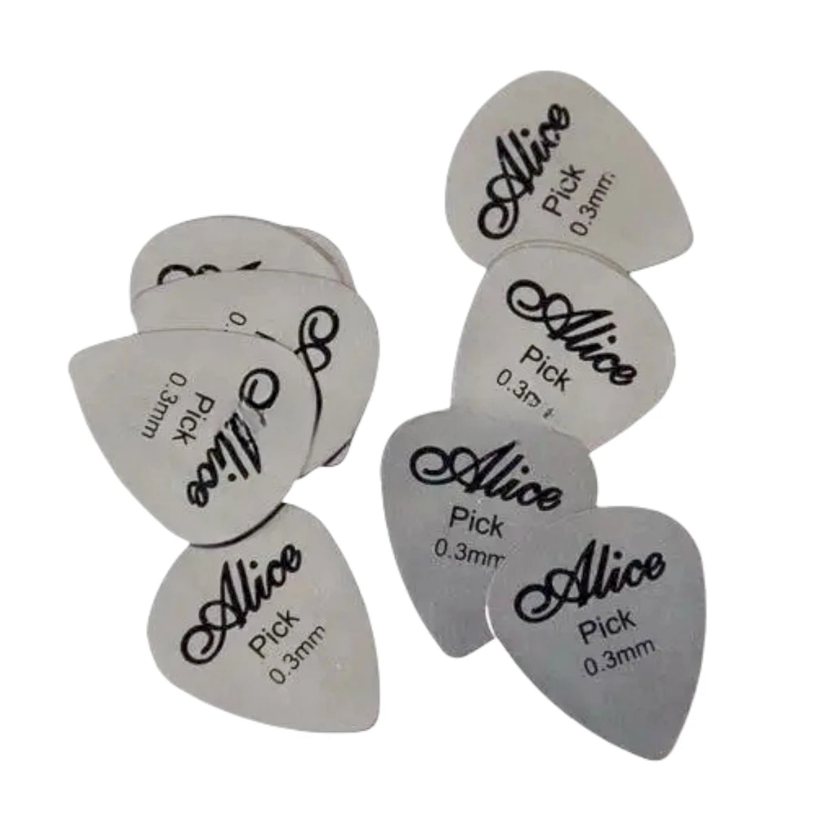 Alice 10Pcs Metal Guitar Pick 0.3mm Thin Durable Silver Color Professional Bass Ukelele Guitar Picks Guitar Amplifier Bass Guita Beauty World Shop