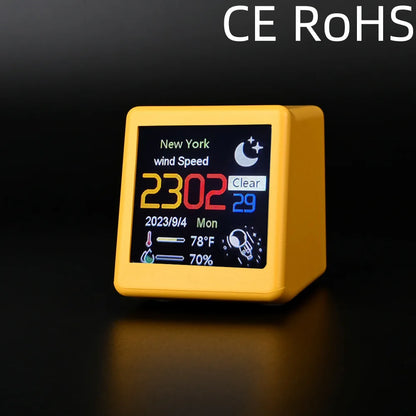 Small Portable Smart Wifi Weather Station Display Weather Temperature Humidity Time Alarm Clock Desktop Decoration Beauty World Shop
