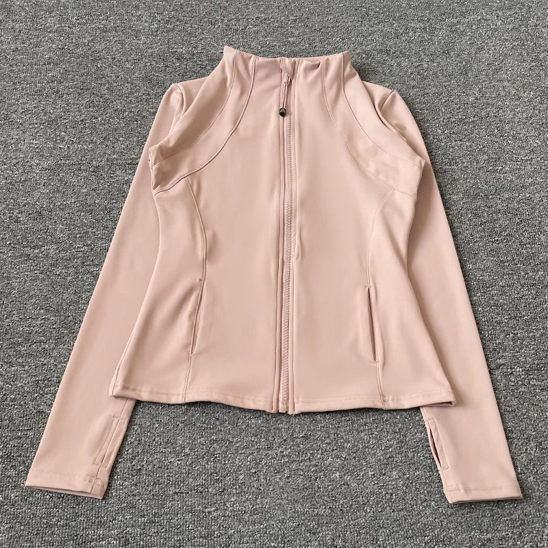 Quick Dry Stand Up Collar Fitness Jacket For Women Slim-Fit Zipper Yoga Wear Long Sleeve Breathable Running Sports Cycling Top Beauty World Shop