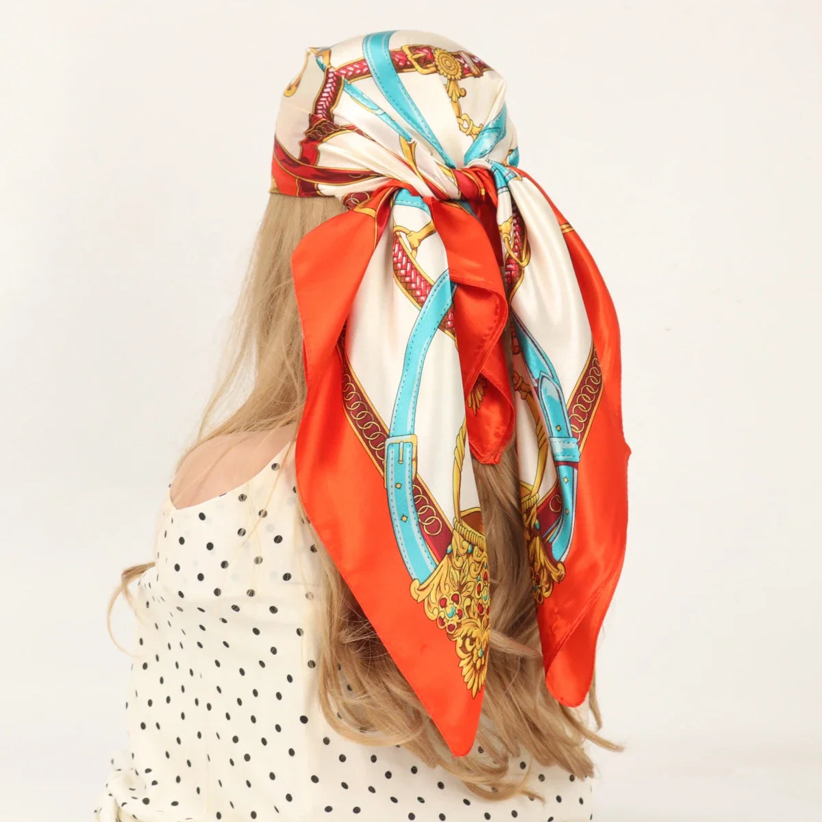 90*90cm Silk Scarf Scarftop Headwraps Women Four Seasons Hair Scarve Hijab Foulard Iuxe Bandana Femme Headscarf Beauty World Shop
