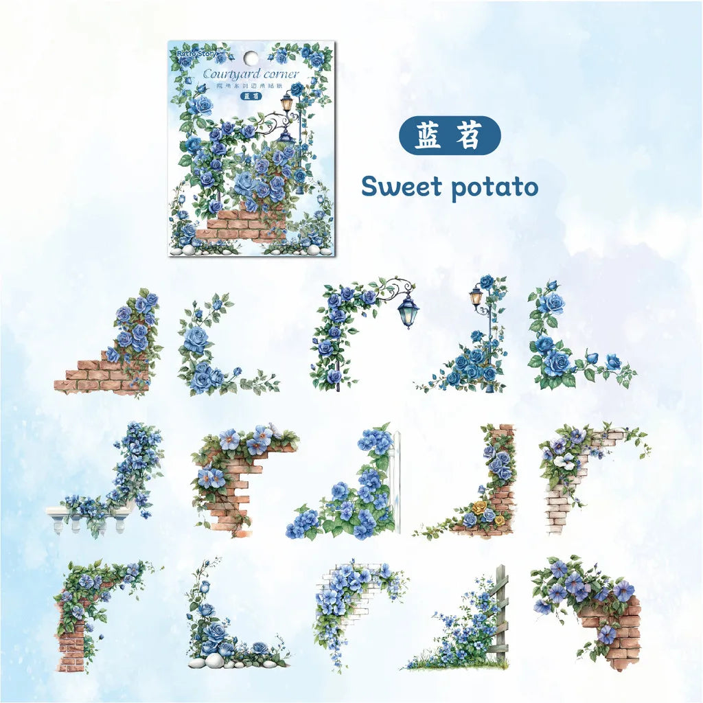 30 Pcs Flowers Corner Stickers PET sticker package DIY diary decoration sticker album scrapbooking Junk Journal Beauty World Shop