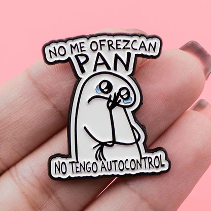 Funny Spanish Quotes Enamel Pin Sad Character Brooch Pines Lapel Pins Badge Clothing Accessories Fashion Jewelry Friends Gifts Beauty World Shop