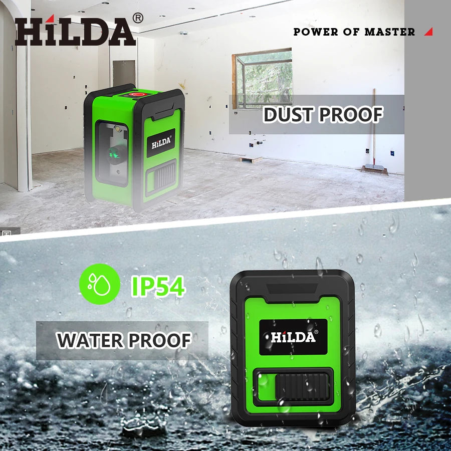 HILDA Laser Level Meter 2-Line Cross Green Level Laser Horizontal & Vertical Nivel Laser Self-Leveling лазерный уровень Men Gift Beauty World Shop