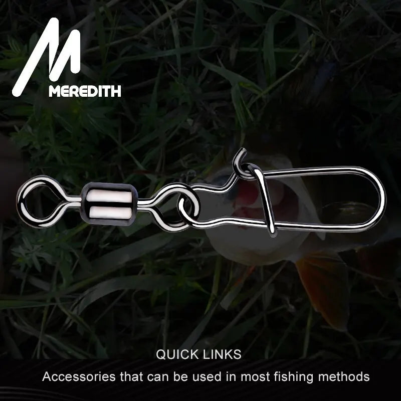 MEREDITH Pike Fishing Accessories Connector 50PCS Pin Bearing Rolling Swivel Stainless Steel Snap Fishhook Lure Swivels Tackle Beauty World Shop