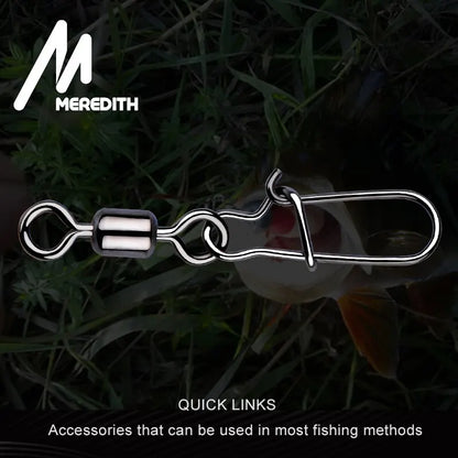 MEREDITH Pike Fishing Accessories Connector 50PCS Pin Bearing Rolling Swivel Stainless Steel Snap Fishhook Lure Swivels Tackle Beauty World Shop